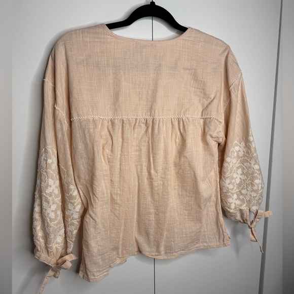 Cleobella - 100% Organic Cotton - Peach Needle Point Sleeve Blouse - Small - Picture 6 of 11